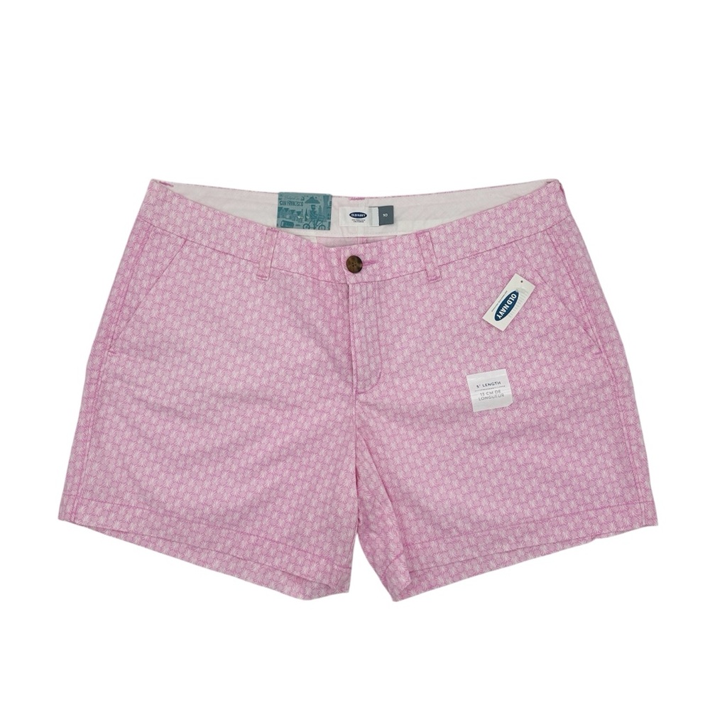 Old Navy Pink Pineapple Printed Chino Shorts Women’s Mid-Rise Casual NWT Size 10